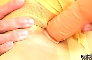 Scrawny teen filthy nylon tights pantyhose fingering