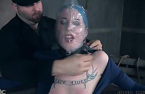 Blue-haired vixen with consolidated bowels gets naturally dominated