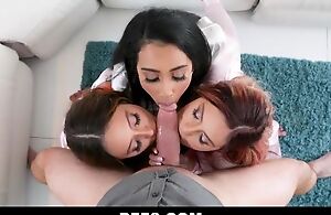 Three saucy young babes getting fucked far turn
