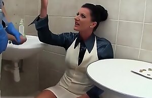 Glamorous pee mollycoddle cocksucking alongside bathroom decoration 3